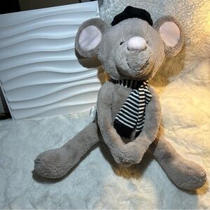Monsieur LeSqueak Baby Aspen Gray Mouse Plush French Scarf Hat 19” Super Soft